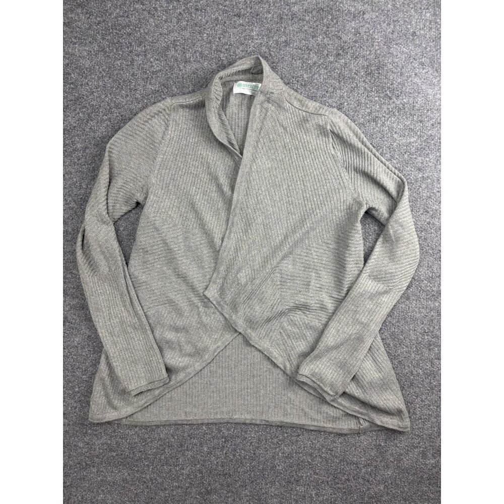 Aventura Sweater Womens XS Gray Open Front Ribbed Cardigan Organic Cotton Knit